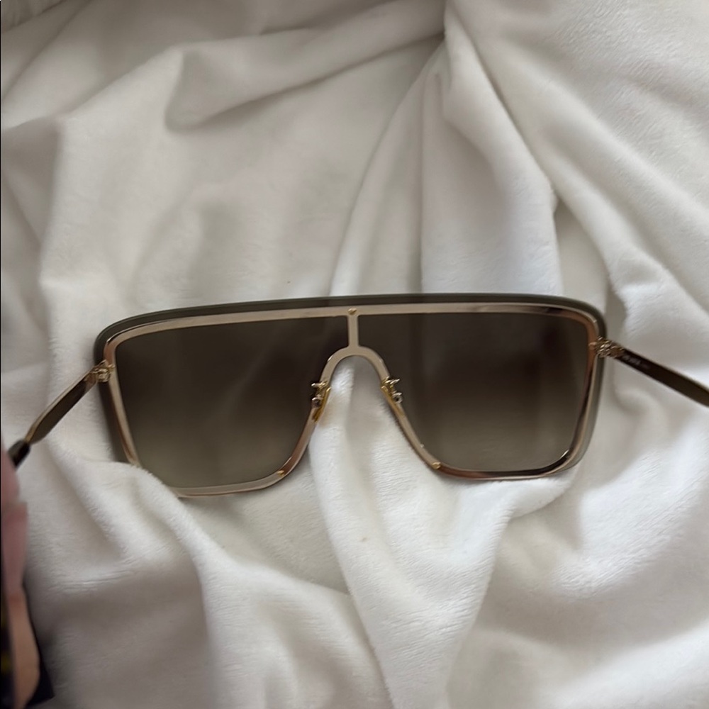 Saint Laurent Gold and Black Shield Sunglasses - Picture 4 of 6